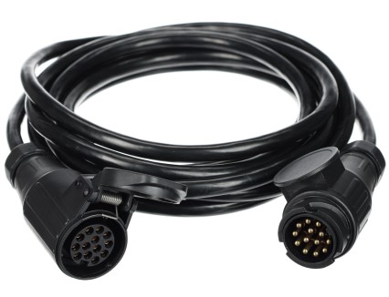 13-pin extension cable - socket + plug TRAILER CABLE 8, 12V, 5m