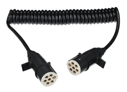 Coiled 7-pin connecting cable type S TRAILER CABLE 10, plastic plug, 24V, 3.5m