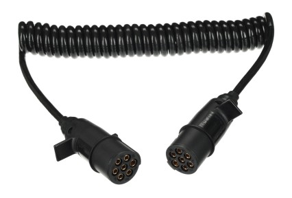 Coiled 7-pin connecting cable type N TRAILER CABLE 11, plastic plug, 24V, 3.5m
