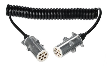 Coiled 7-pin connecting cable type S TRAILER CABLE 12, metal plug, 24V, 3.5m