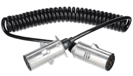 Spiral connecting cable 7-pin type N TRAILER CABLE 13, metal plug, 24V, 3.5m