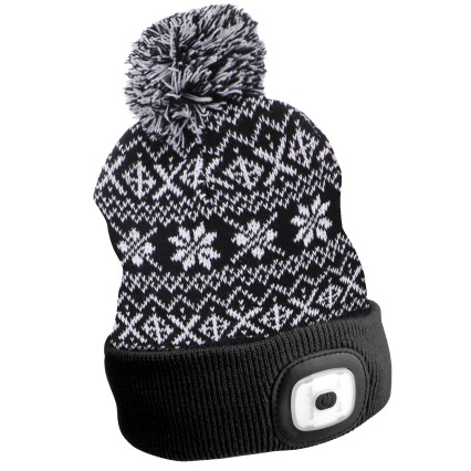 Beanie with headlamp 180 lm, rechargeable, USB, one size, cotton/PE, winter black