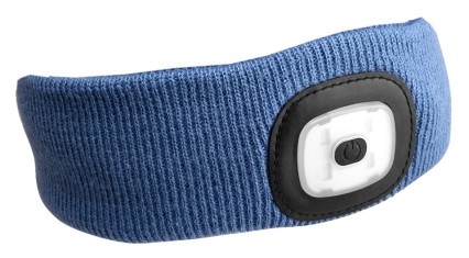 Headband with headlamp 180 lm, rechargeable, USB, one size, cotton/PE, blue
