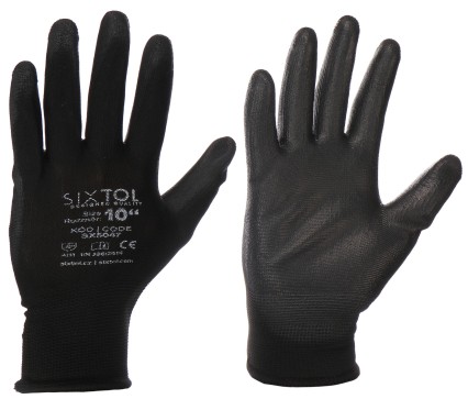 Polyester work gloves dipped in polyurethane GLOVE PE-PU 10, black, size 10