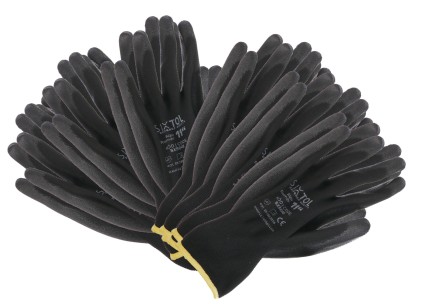Work gloves made of polyester semi-dipped in PU GLOVE PE-PU 11, black, size 11