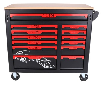 Tool trolley with tools MECHANIC TROLLEY TITAN 1559, 13 drawers, 1559 pcs of tools
