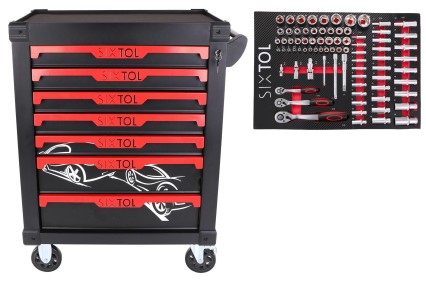 MECHANIC TROLLEY KEVIN 80 workshop trolley with tools, 7 drawers, 80 pcs of tools