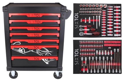 Workshop tool trolley MECHANIC TROLLEY KEVIN 182, 7 drawers, 182 pcs of tools