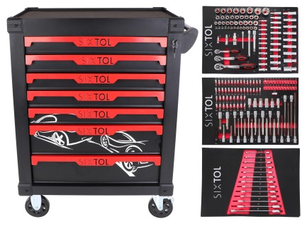 MECHANIC TROLLEY KEVIN 195 workshop trolley with tools, 7 drawers, 195 pcs of tools
