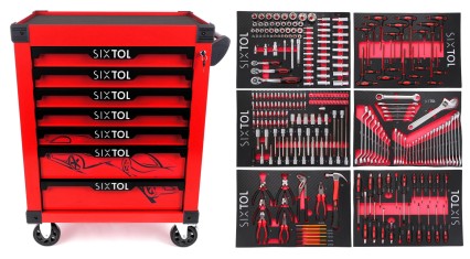 Workshop tool trolley MECHANIC TROLLEY KEVIN RED 274, 7 drawers, 274 pcs of tools