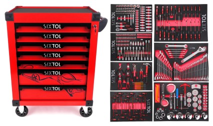 Workshop tool trolley MECHANIC TROLLEY KEVIN RED 326, 7 drawers, 326 pcs of tools