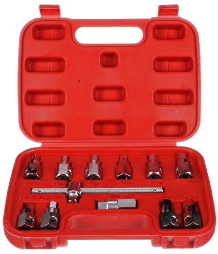 Oil drain set MECHANIC OIL DRAIN SET 12, Hex + square drive, 12 pcs