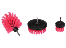 Set of brushes for a drill for cleaning a car CAR DETAILING DRILL BRUSH PINK 3, 3pcs