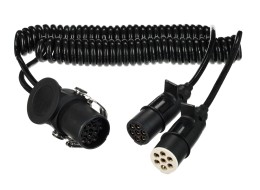 Spiral connecting adapter from 15-pin to 2×7-pin plug (S+N) TRAILER CABLE 9, 24V, 3.5m