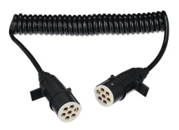 Coiled 7-pin connecting cable type S TRAILER CABLE 10, plastic plug, 24V, 3.5m