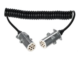 Coiled 7-pin connecting cable type S TRAILER CABLE 12, metal plug, 24V, 3.5m