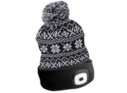 Beanie with headlamp 180 lm, rechargeable, USB, one size, cotton/PE, winter black