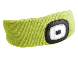 Headband with 180 lm headlamp, rechargeable, USB, one size, cotton/PE, fluorescent yellow