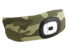 Headband with 180 lm headlamp, rechargeable, USB, one size, cotton/PE, camouflage