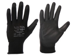Polyester work gloves dipped in polyurethane GLOVE PE-PU 10, black, size 10