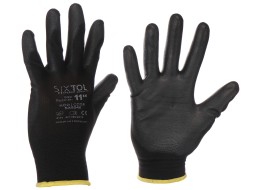 Polyester work gloves dipped in polyurethane GLOVE PE-PU 11, black, size 11