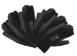 Work gloves made of polyester semi-dipped in PU GLOVE PE-PU 10, black, size 10