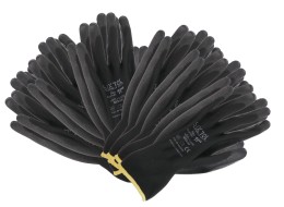 Work gloves made of polyester semi-dipped in PU GLOVE PE-PU 11, black, size 11
