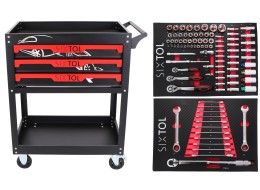Mechanic trolley with tools MECHANIC TROLLEY JASON 94, 3 drawers, 1 shelf, 94 pcs of tools