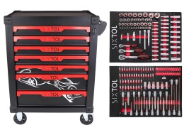 Workshop tool trolley MECHANIC TROLLEY KEVIN 182, 7 drawers, 182 pcs of tools