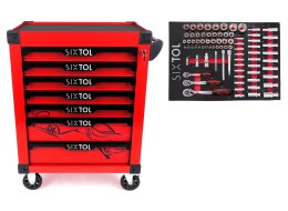 Workshop tool trolley MECHANIC TROLLEY KEVIN RED 80, 7 drawers, 80 pcs of tools