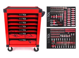 Workshop tool trolley MECHANIC TROLLEY KEVIN RED 182, 7 drawers, 182 pcs of tools