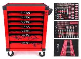 Workshop tool trolley MECHANIC TROLLEY KEVIN RED 195, 7 drawers, 195 pcs of tools