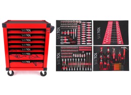 Workshop tool trolley MECHANIC TROLLEY KEVIN RED 210, 7 drawers, 210 pcs of tools