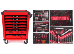Workshop tool trolley MECHANIC TROLLEY KEVIN RED 253, 7 drawers, 253 pcs of tools