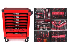 Workshop tool trolley MECHANIC TROLLEY KEVIN RED 274, 7 drawers, 274 pcs of tools