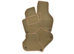 Car mats Škoda Roomster 2010 -> round fixation beige, textile, PREMIUM